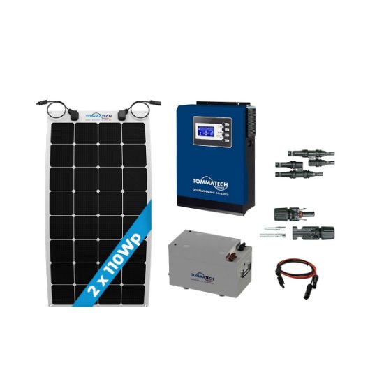 2 Panel(110Wp) 1KWE Off-Grid(12V) Solar Paket resmi
