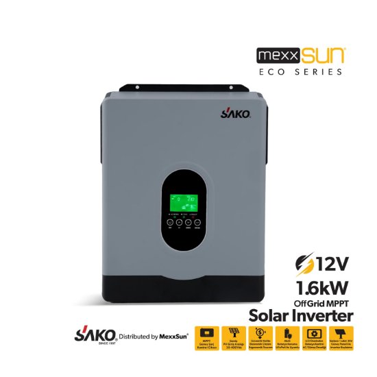SAKO E-SUN 1.6kW / 12V Tam Sinüs Akıllı İnverter Voc 30-400 VDC