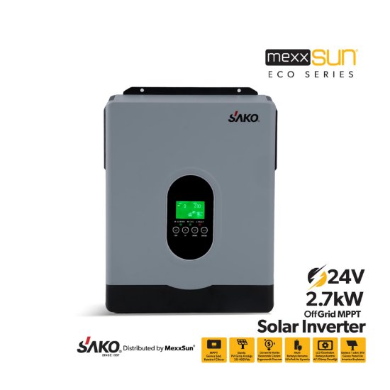 SAKO E-SUN 2.7kW / 24V Tam Sinüs Akıllı İnverter Voc 30-400 VDC